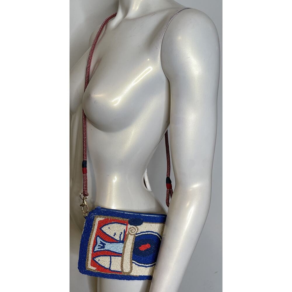 Ink Alloy Leila Beaded Clutch w/ Strap Crossbody NWT Sardines in Tin Sead Beads - Picture 8 of 10